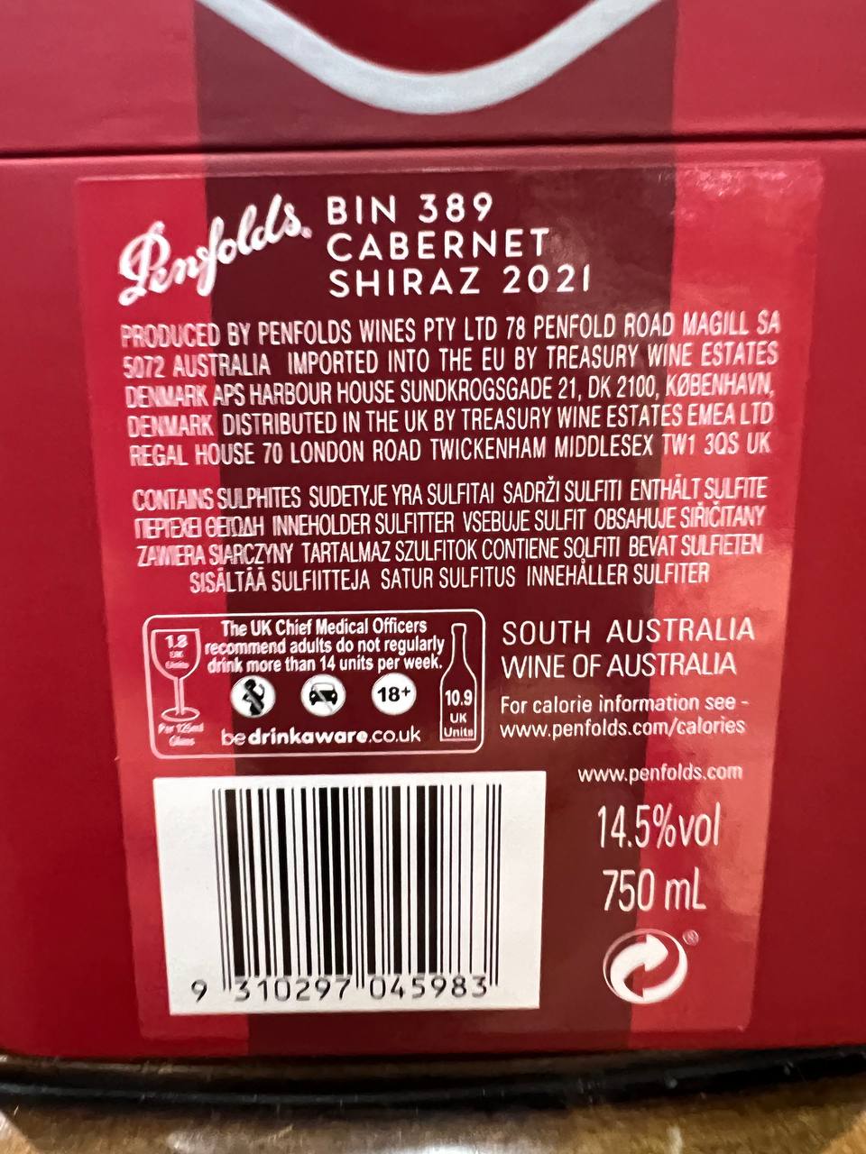 Bin 389 Cabernet Shiraz 2021 Penfolds