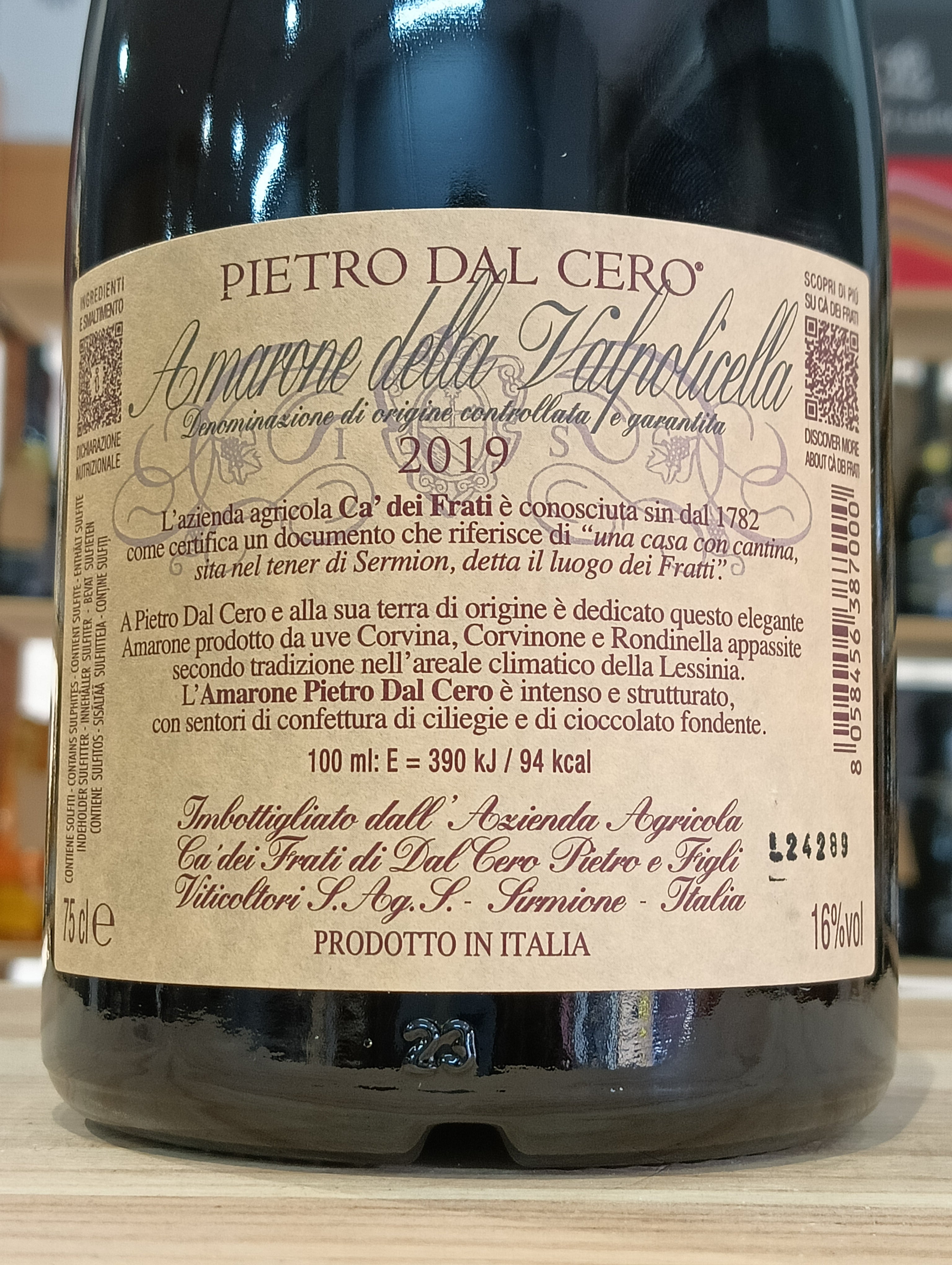 Amarone Pietro Dal Cero 2019 - In cassetta legno
