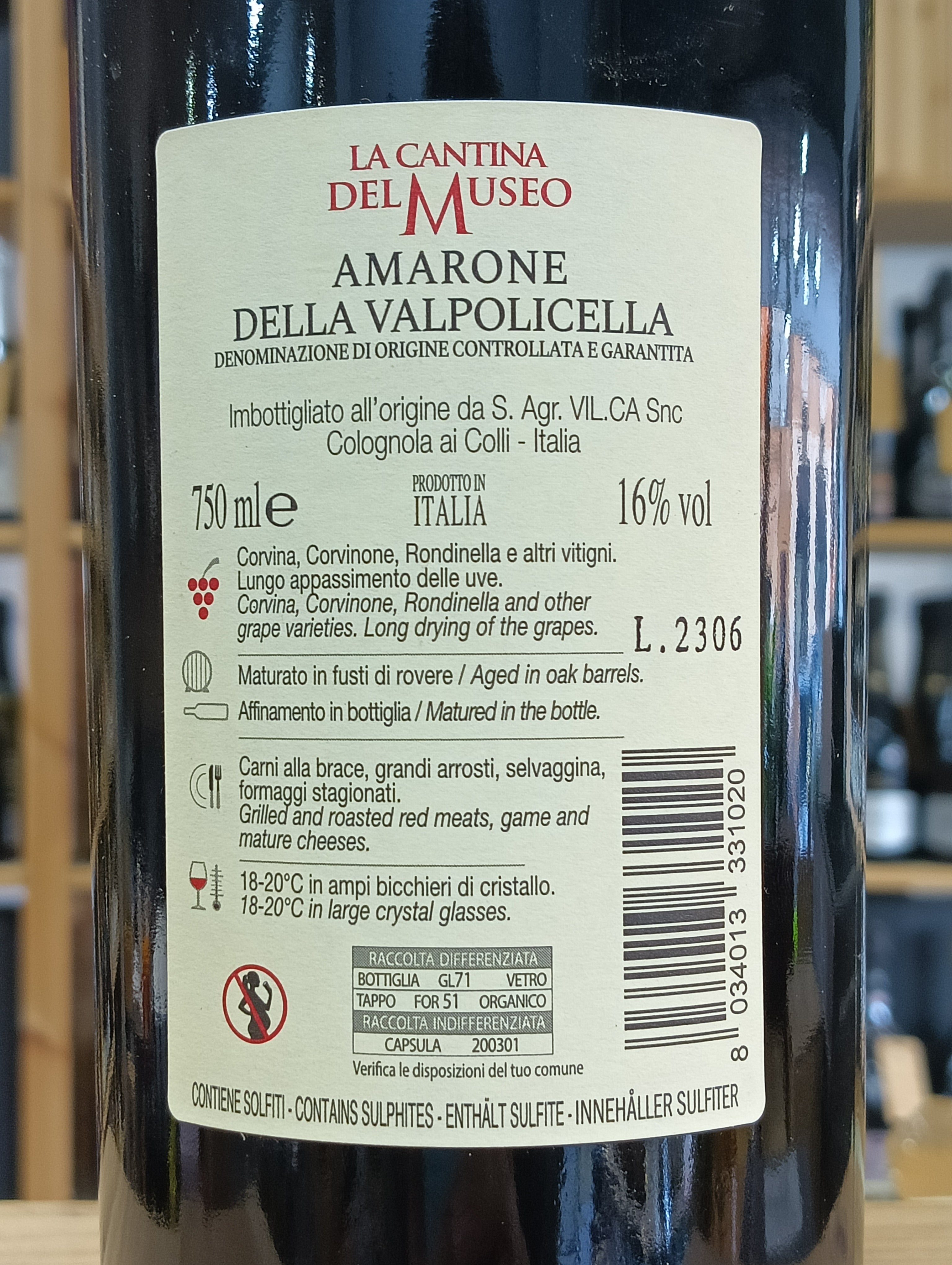 Amarone della Valpolicella DOCG 2020 La Cantina del Museo