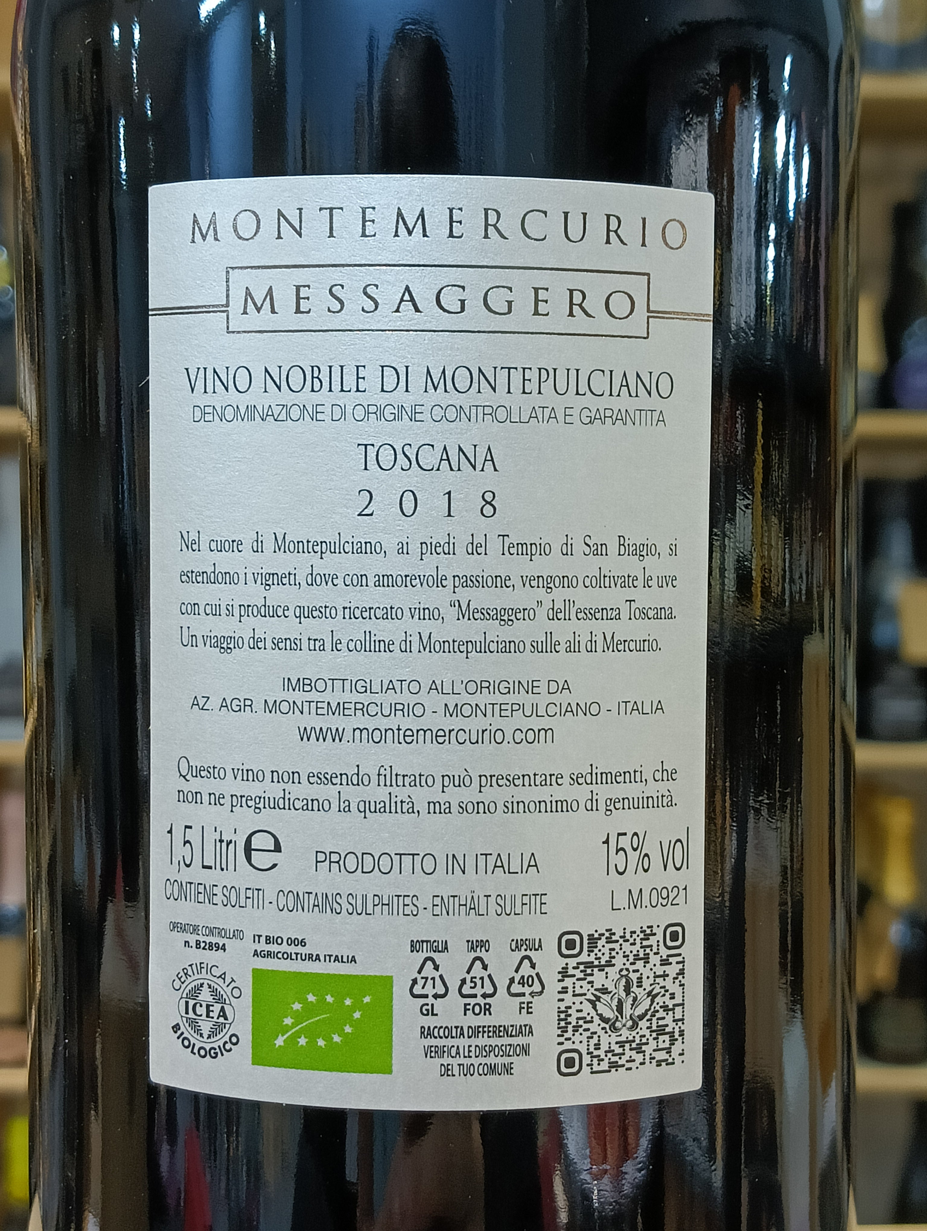 Nobile di Montepulciano Magnum Messaggero 2018 Montemercurio