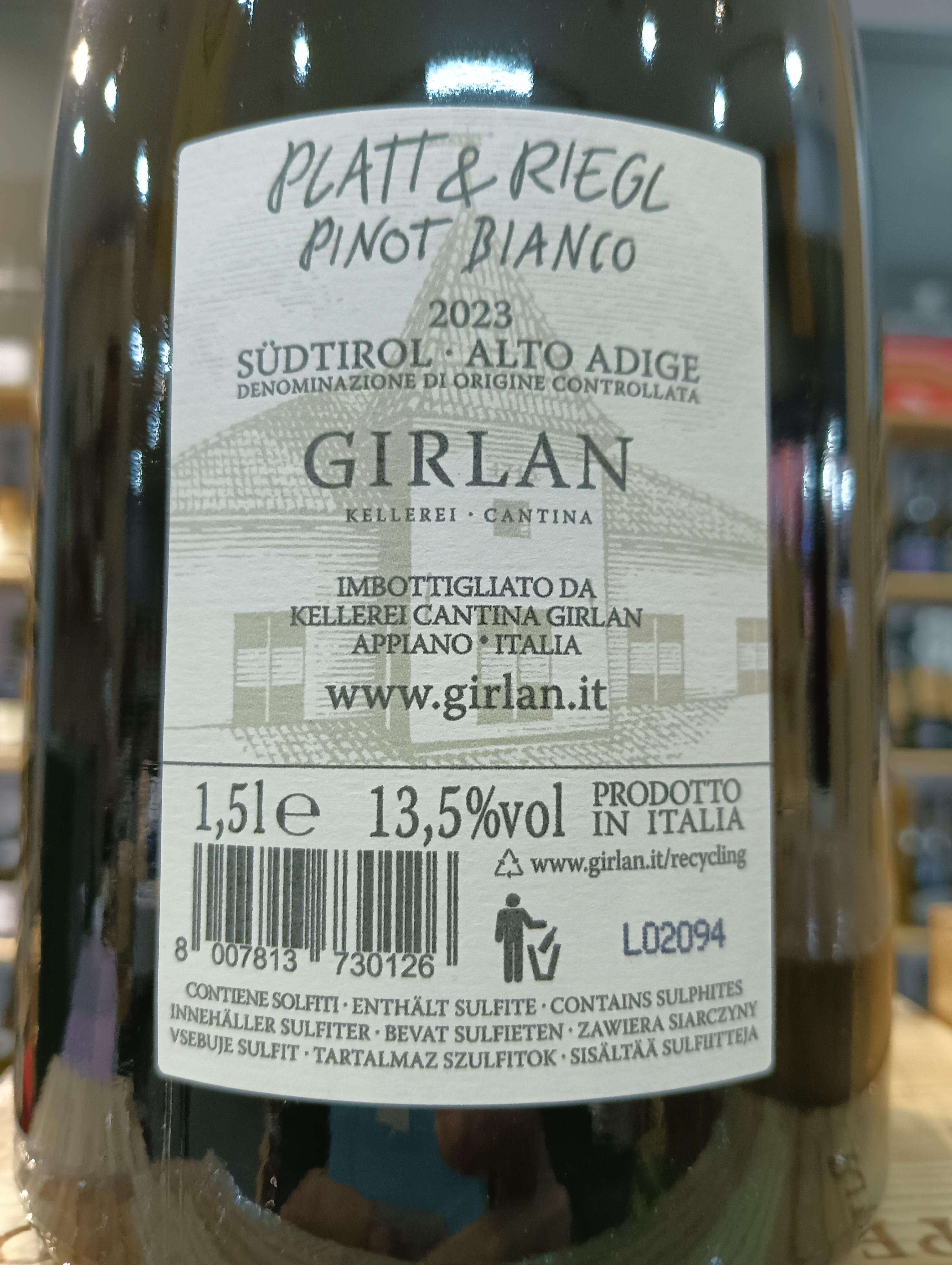 Pinot Bianco Magnum Platt & Riegl 2023 (Astucciato) - Girlan