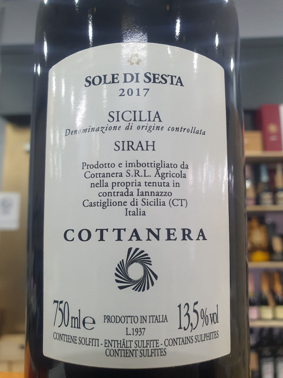 Syrah Sole di Sesta Sicilia DOC 2017 - Cottanera