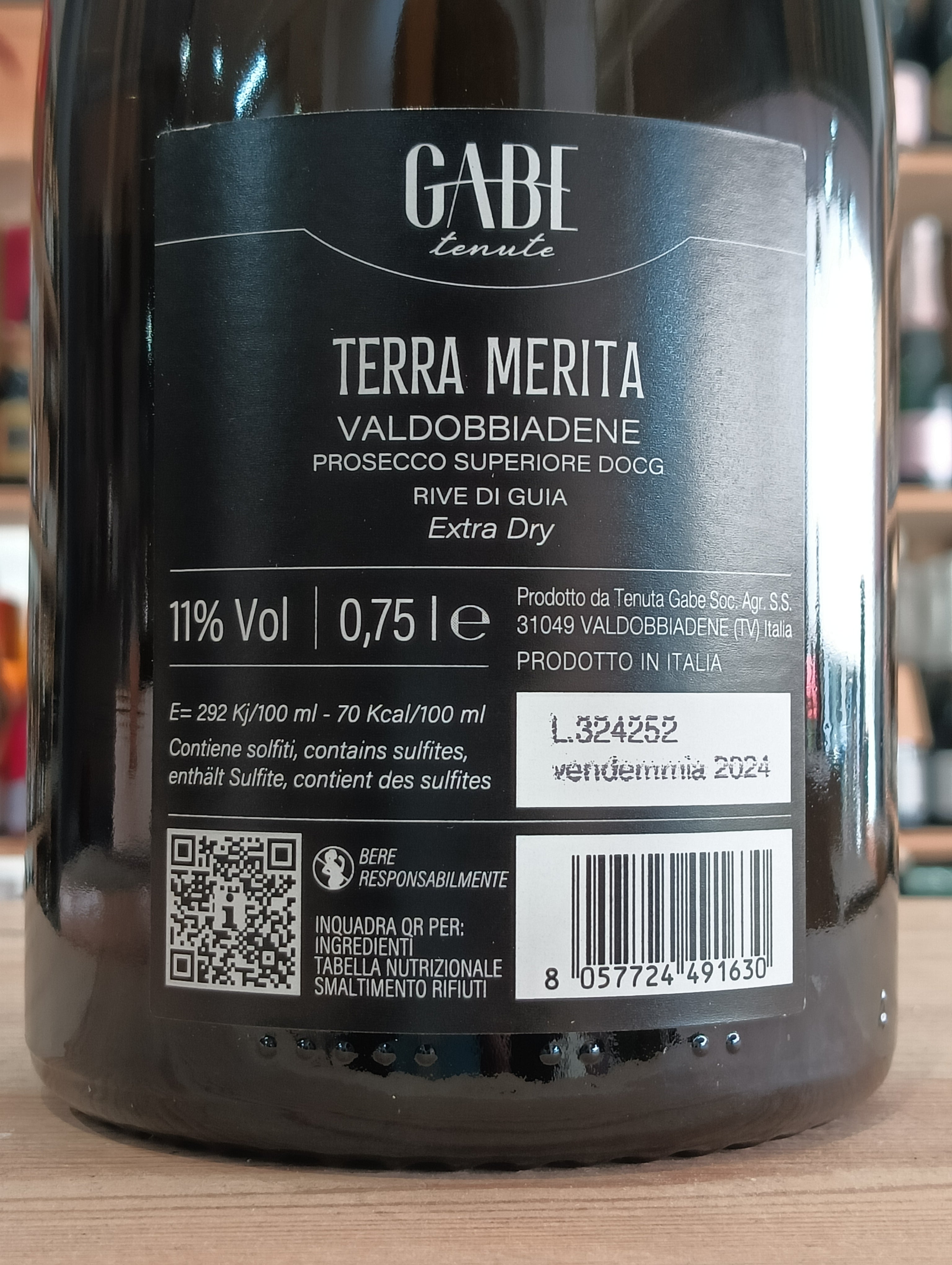 Terra Merita Prosecco Valdobbiadene Superiore DOCG Extra Dry Rive di Guia - Gabe