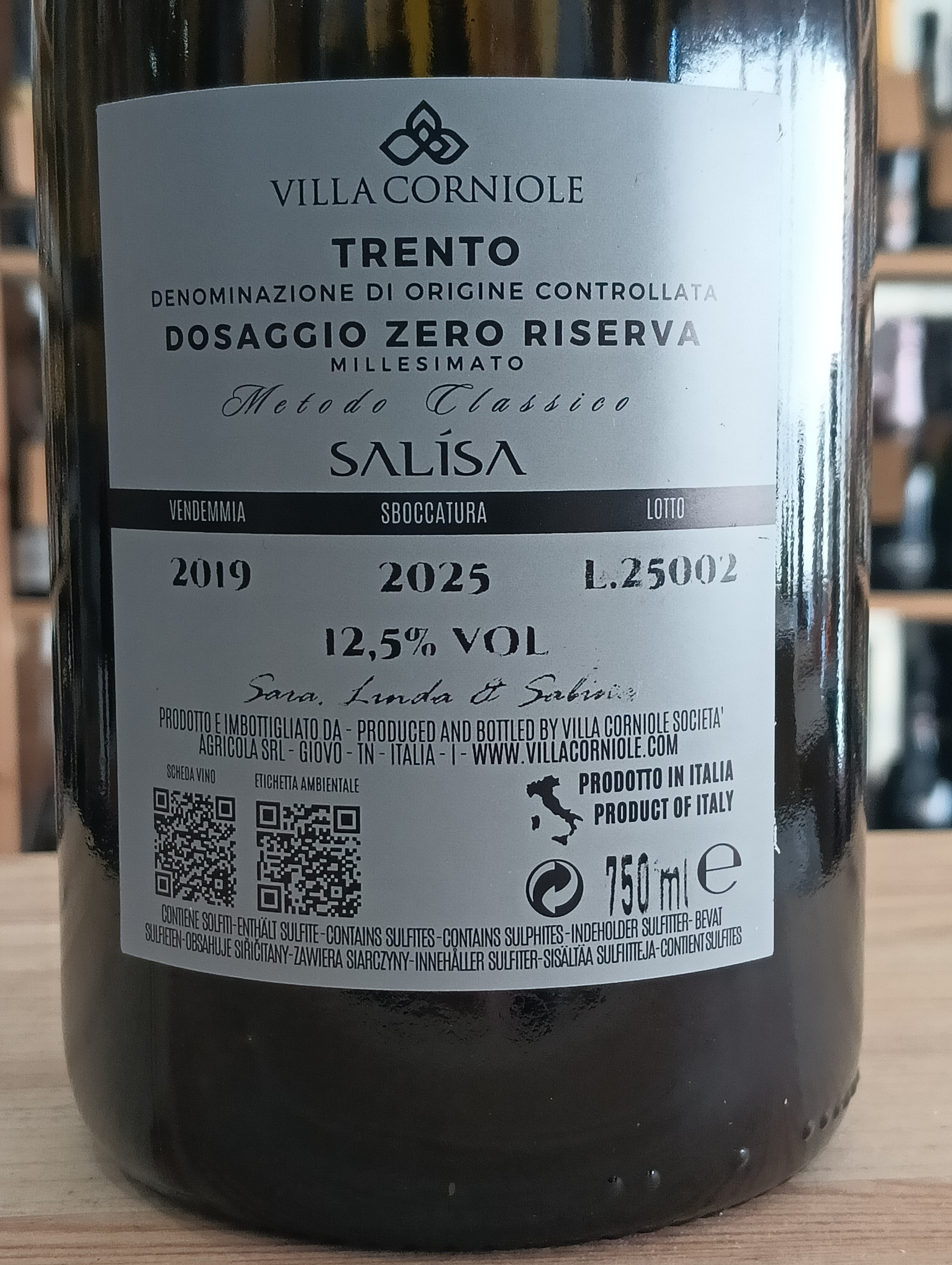 TrentoDOC Salisa Dosaggio Zero Riserva 2019 Villa Corniole
