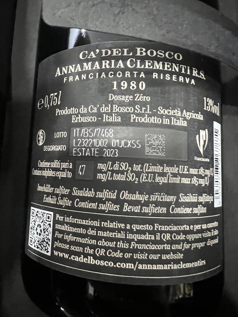 Annamaria Clementi R.S. 1980 Dosage Zéro - Ca’ del Bosco