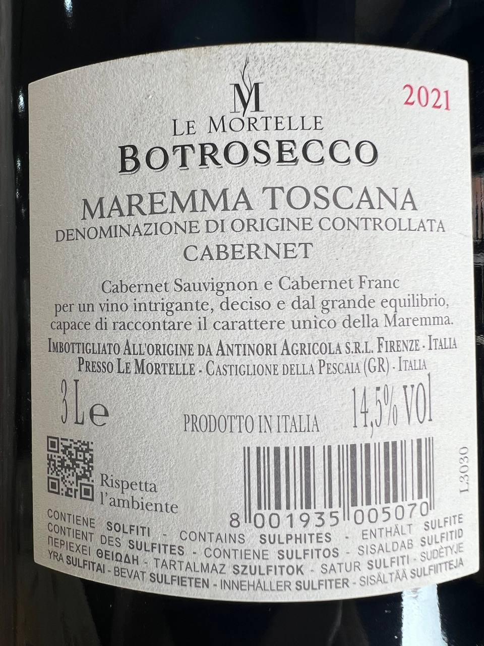 Botrosecco Doppia Magnum 2021 Le Mortelle (In Cassa Legno)