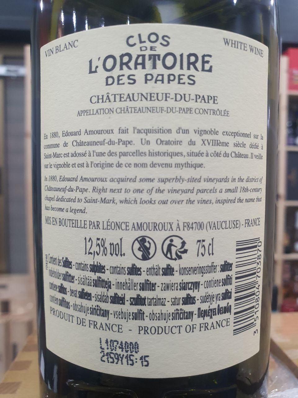 Chateauneuf Du Pape Blanc 2021 Clos de l'Oratoire des Papes