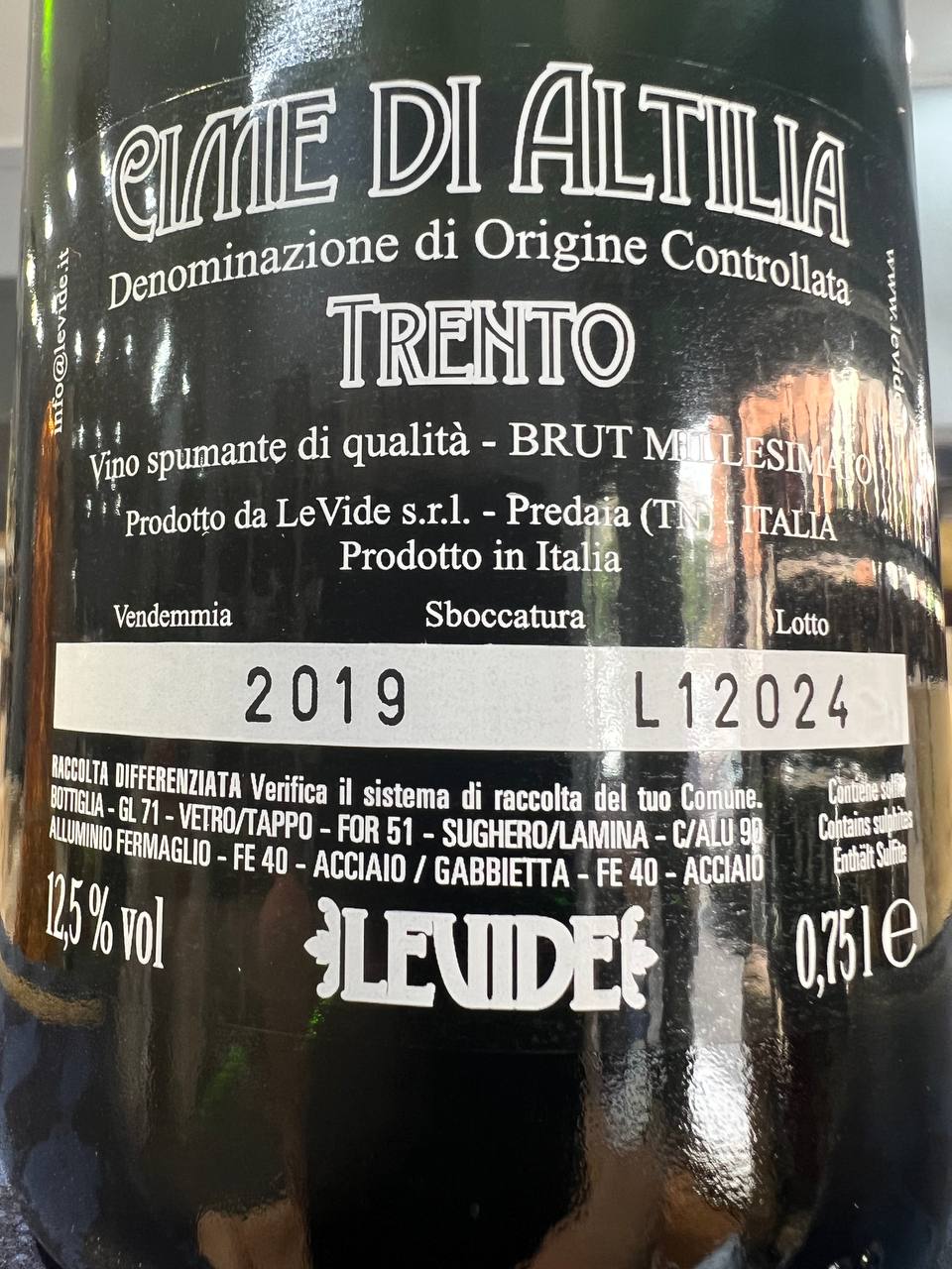 Cime di Altilia Extra Brut 2018 Trento DOC LeVide