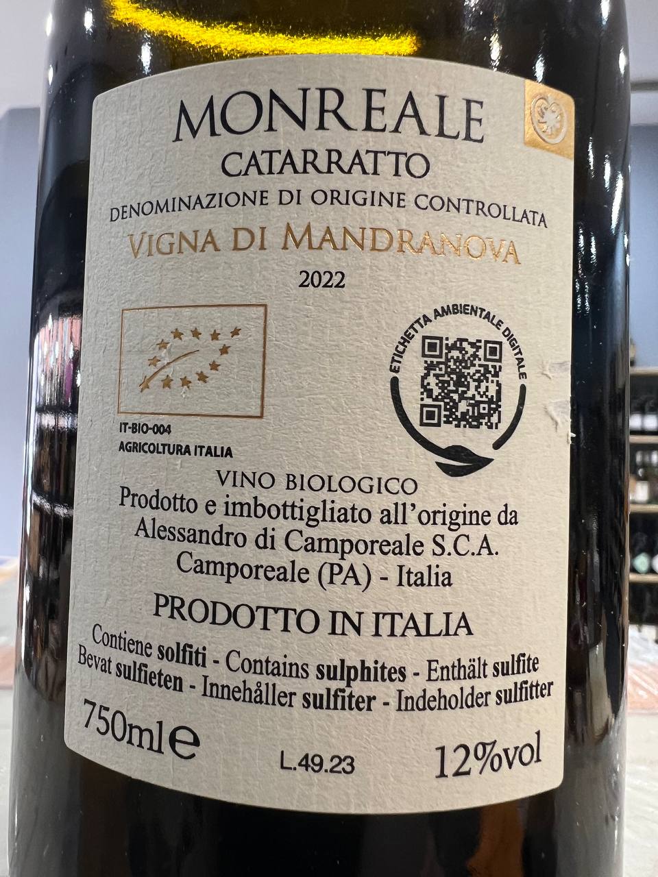 Catarratto Monreale Vigna di Mandranova 2022 Bio