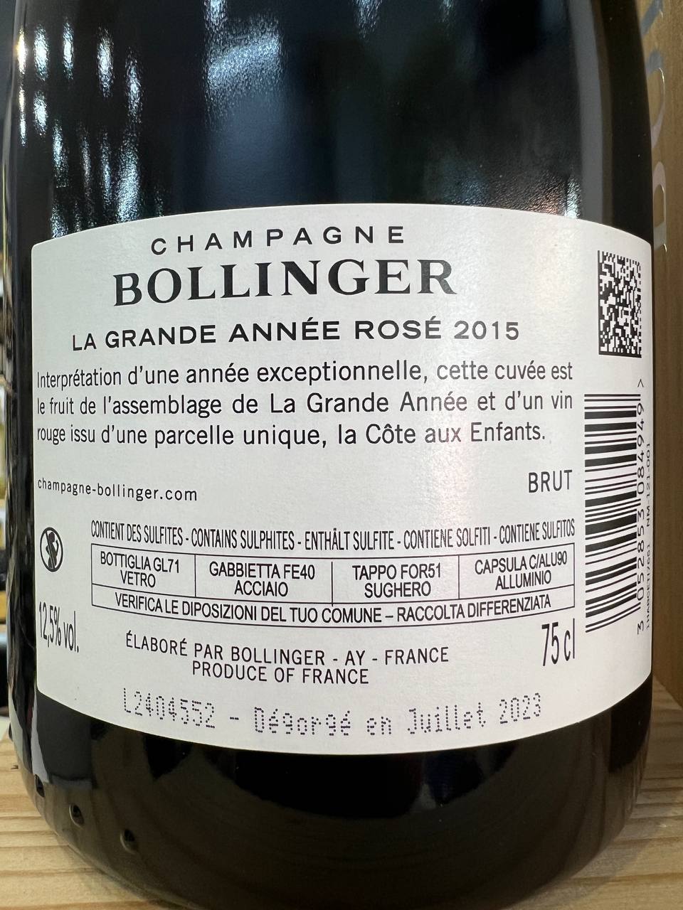 Champagne La Grande Année Rosé Bollinger 2015