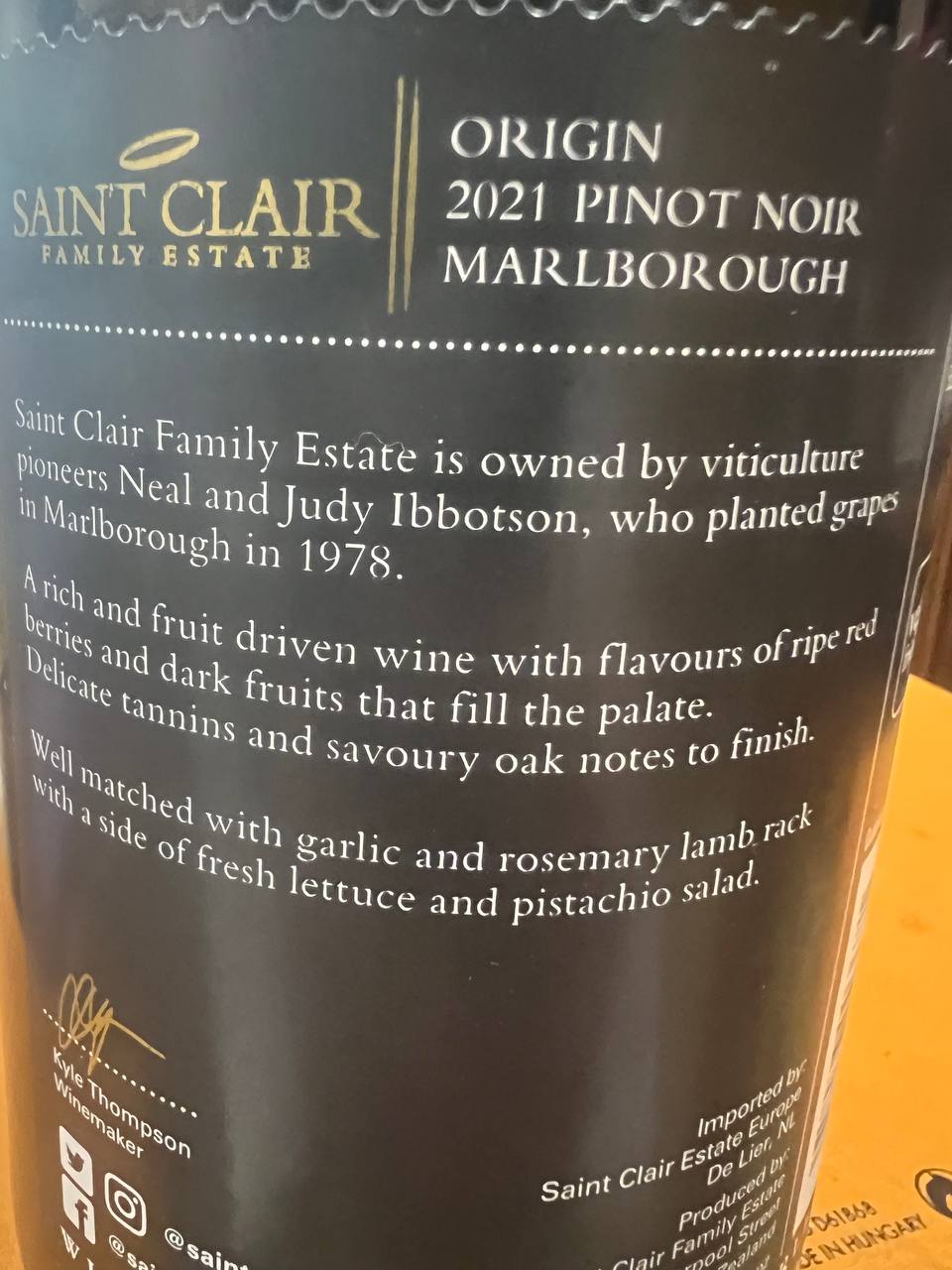 Saint Clair Pinot Noir Marlborough 2021