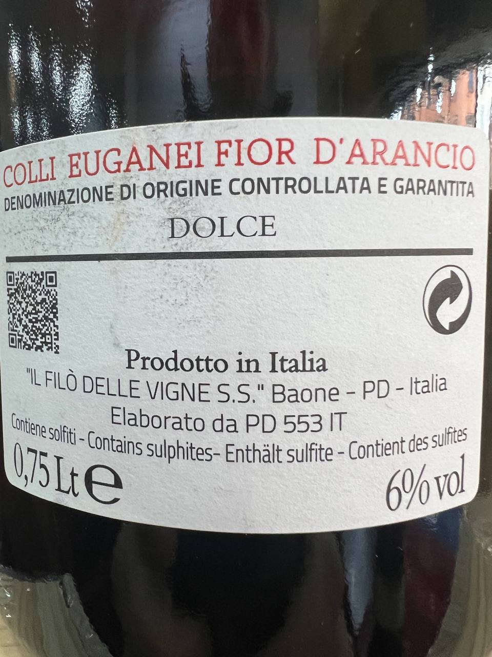 Fior D’Arancio Colli Euganei DOCG Spumante Il Filò Delle Vigne