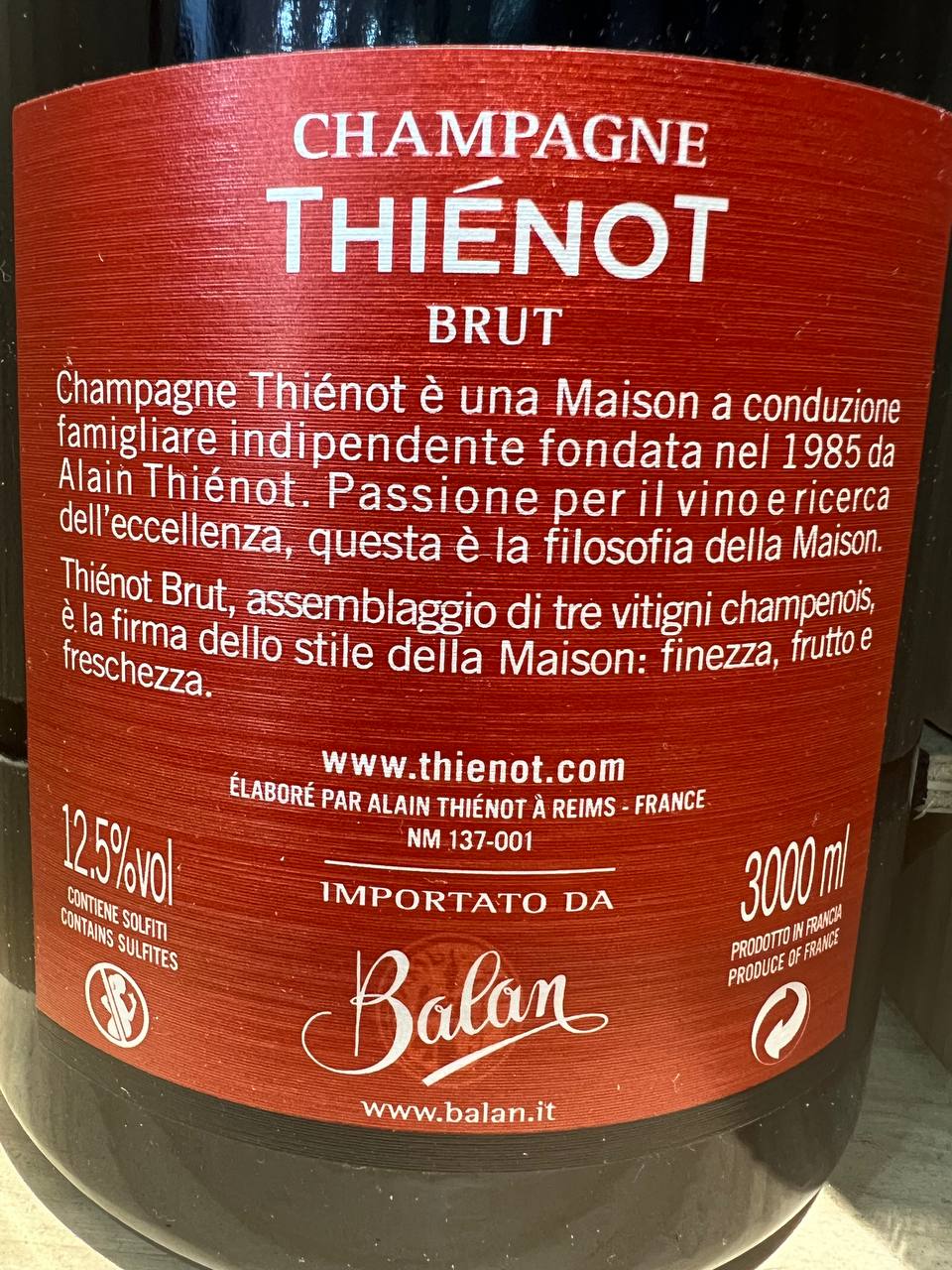 Champagne Jeroboam Thiénot Brut 3 Lt