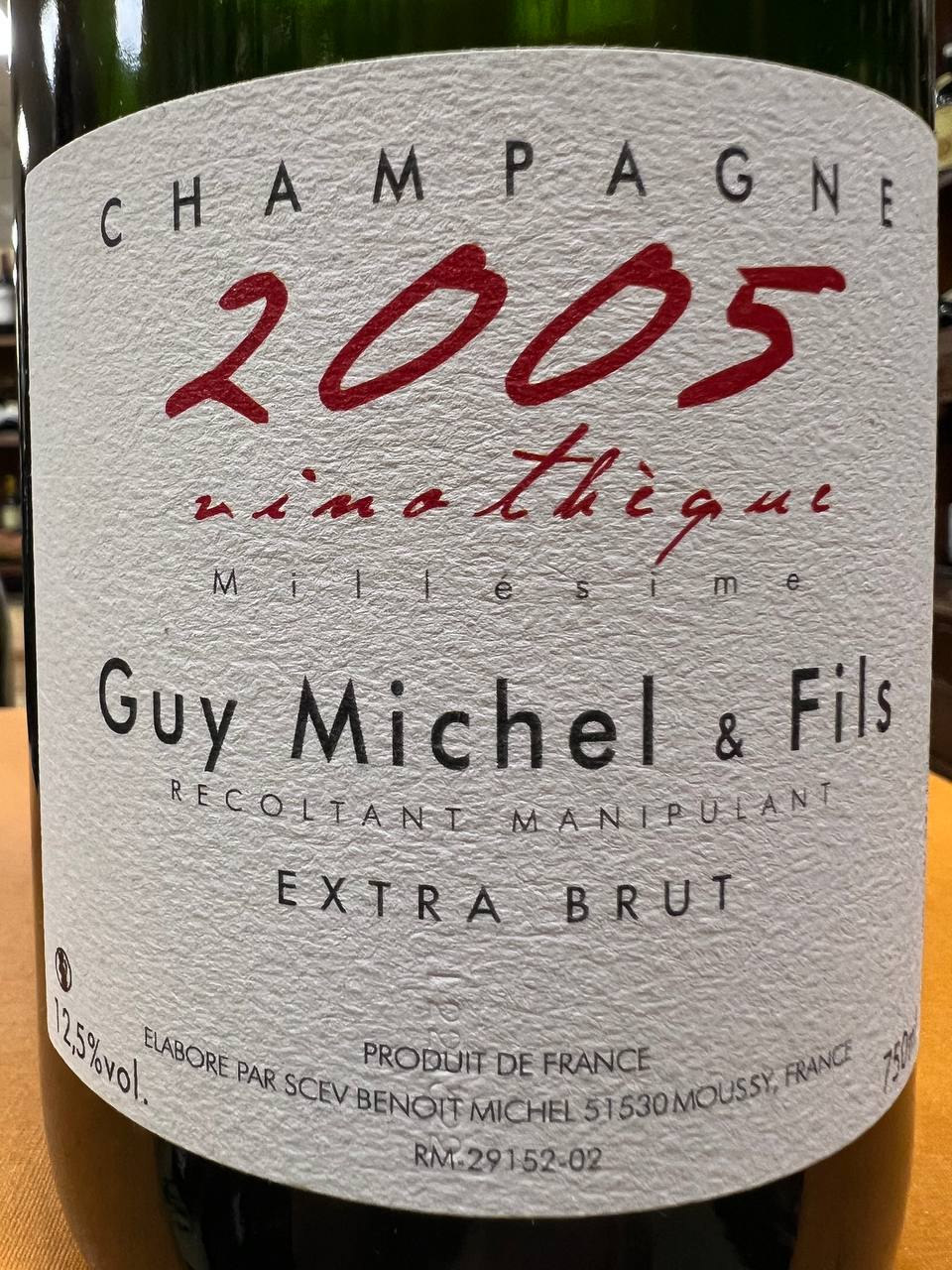 Vinothèque Millésime Champagne Guy Michel & Fils 2005