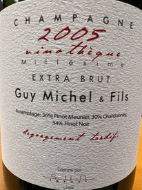 Vinothèque Millésime Champagne Guy Michel & Fils 2005