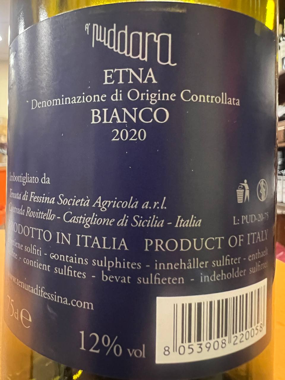 "A Puddara" 2020  Etna Bianco Tenuta di Fessina