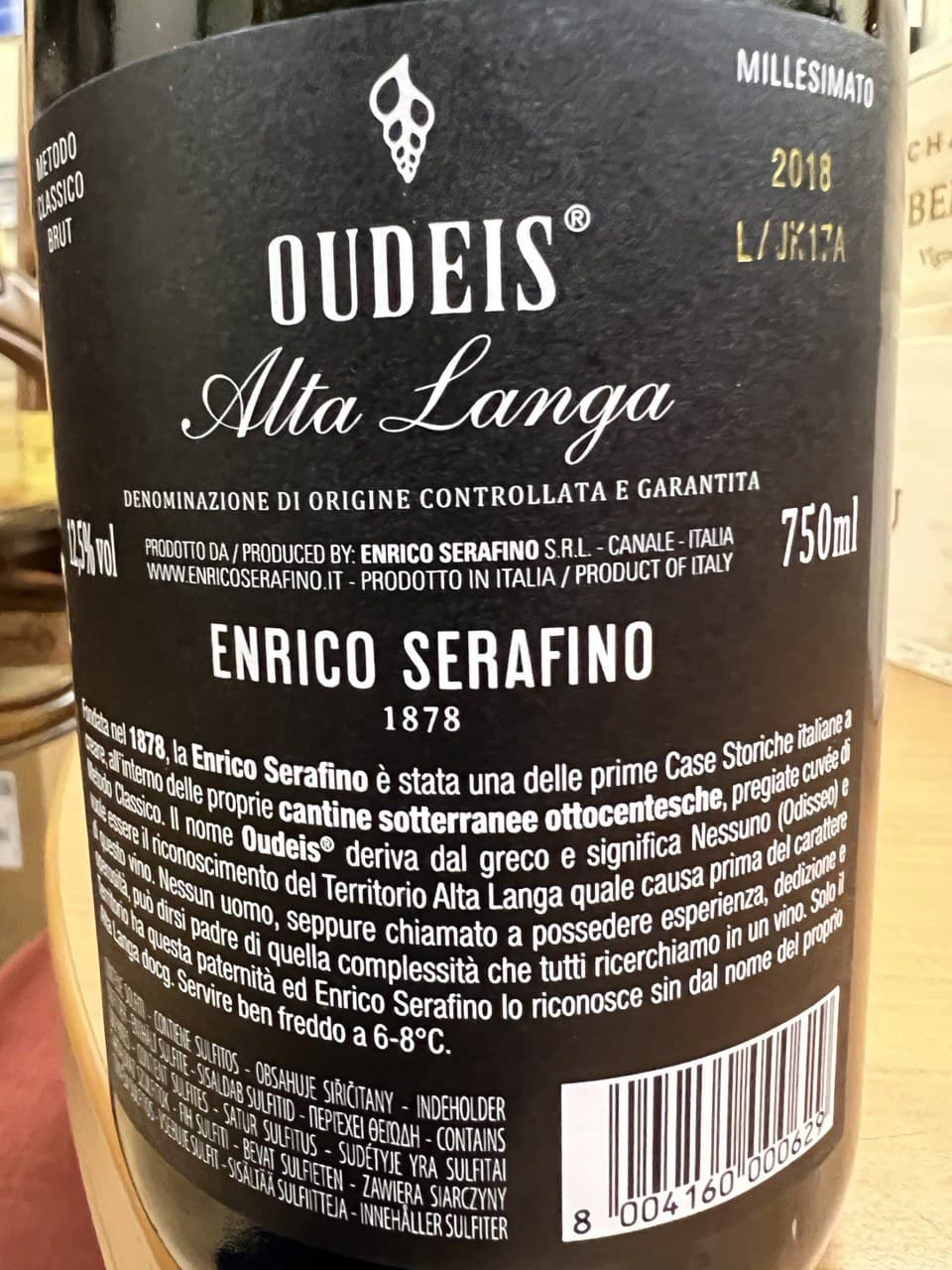 Enrico Serafino Oudeis 2018 Alta Langa Brut Metodo Classico