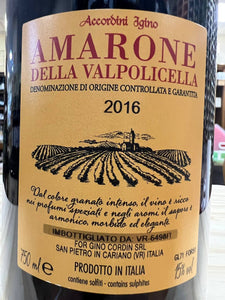 Amarone Della Valpolicella Accordini “Corno Marani” 2016