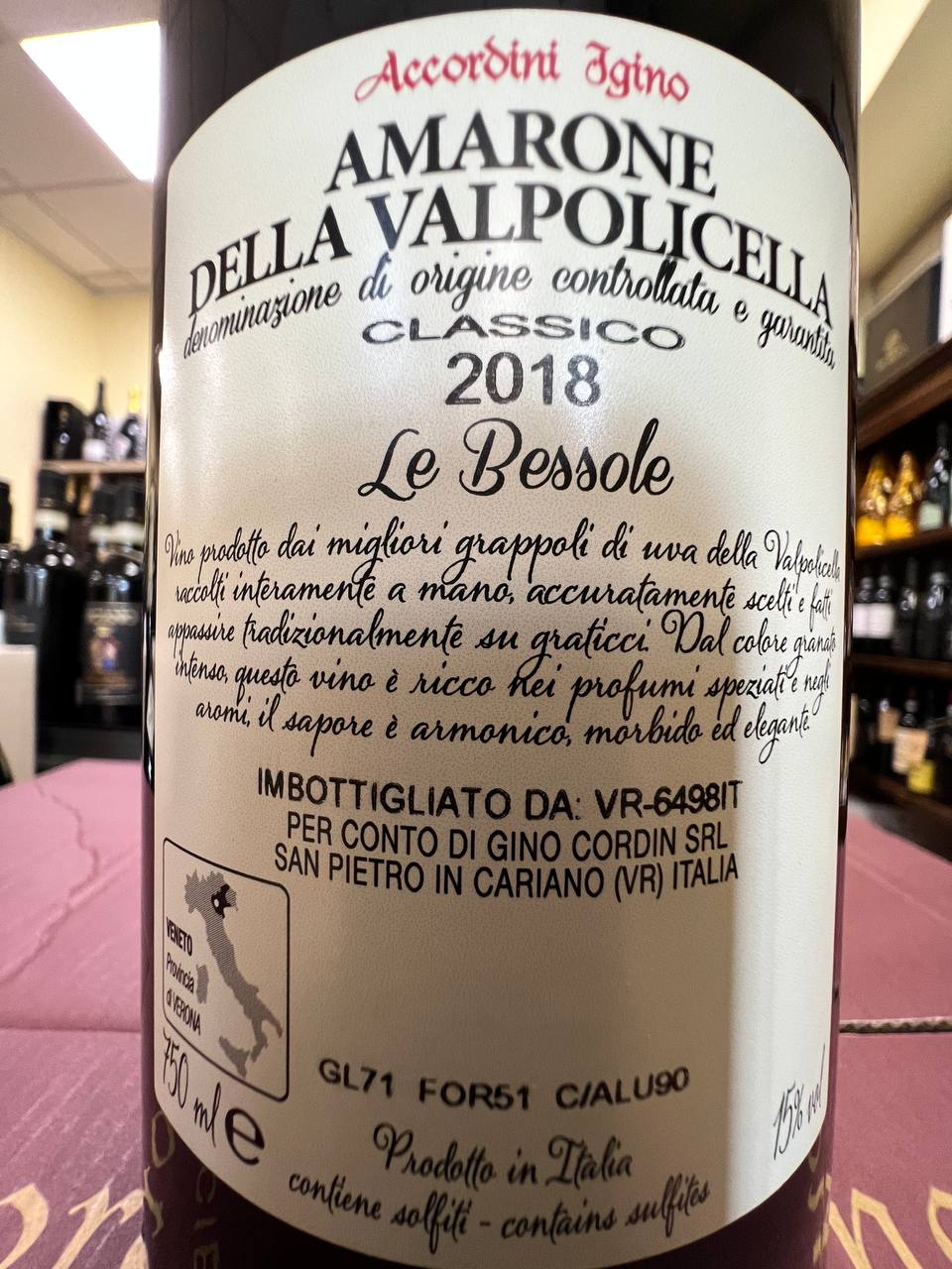 Amarone Della Valpolicella Classico Le Bessole 2018