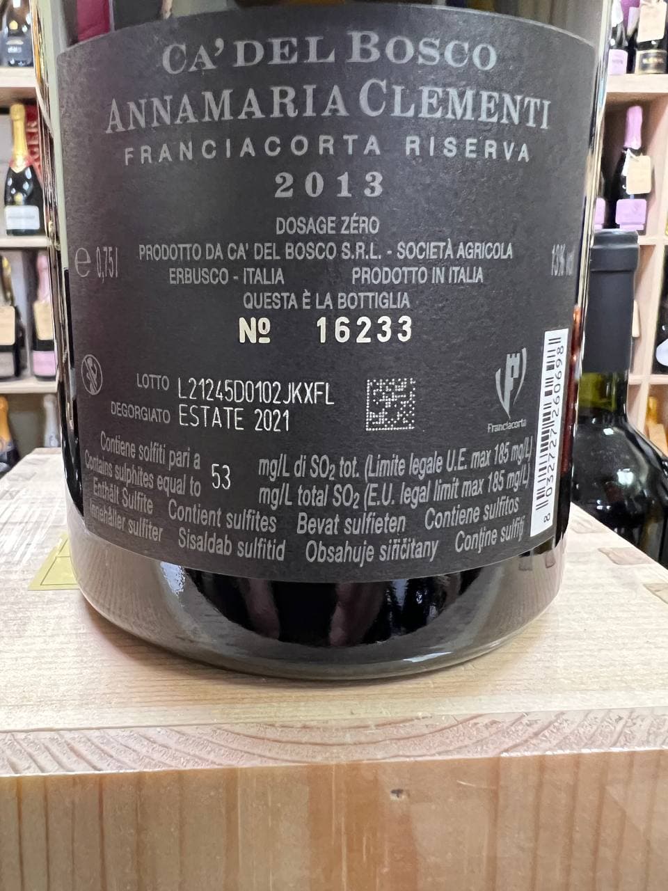 Franciacorta  Annamaria Clementi 2013 zero dosage - Riserva  Ca’ del Bosco