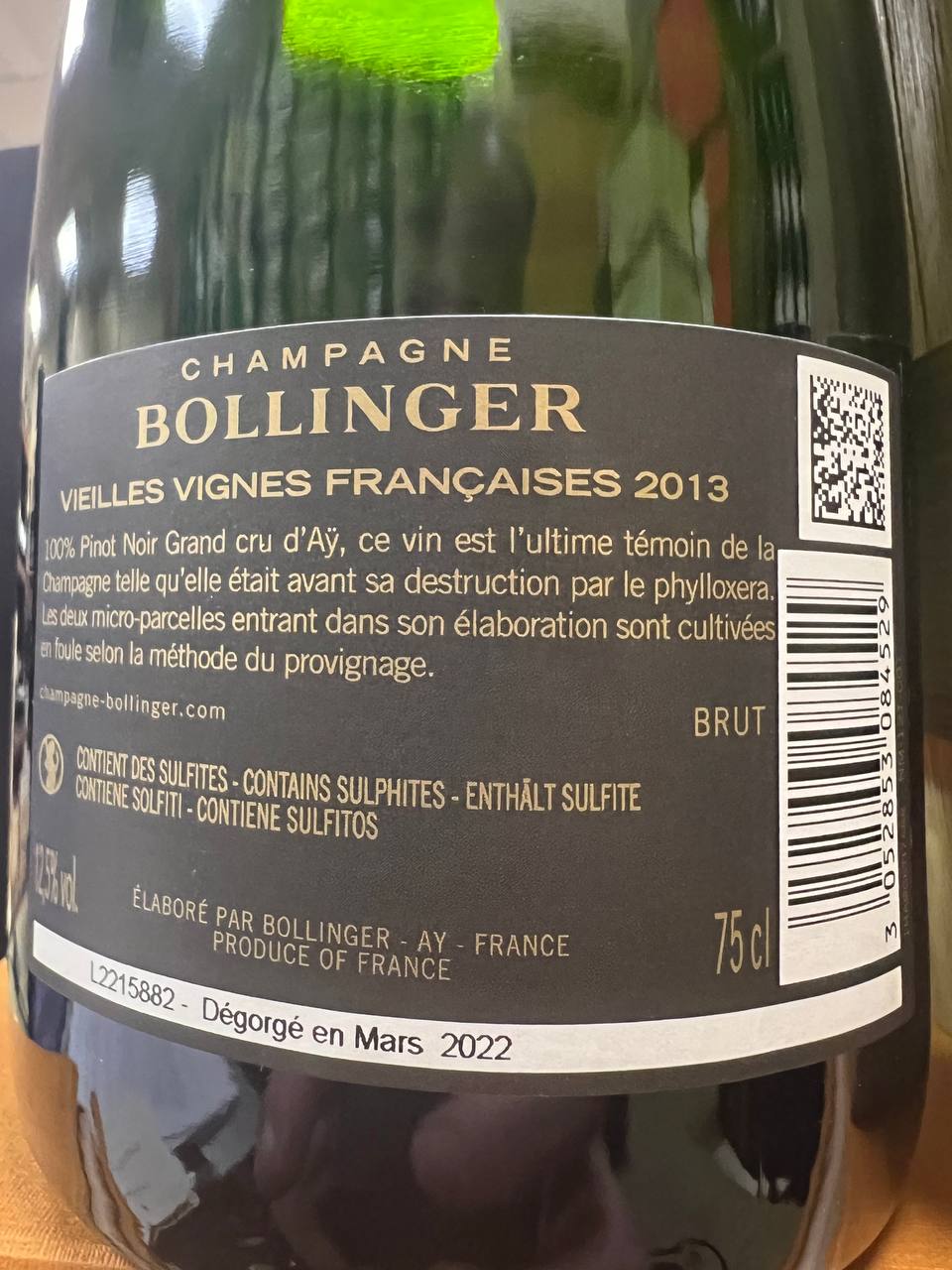 Champagne Bollinger Vieilles Vignes Françaises 2013