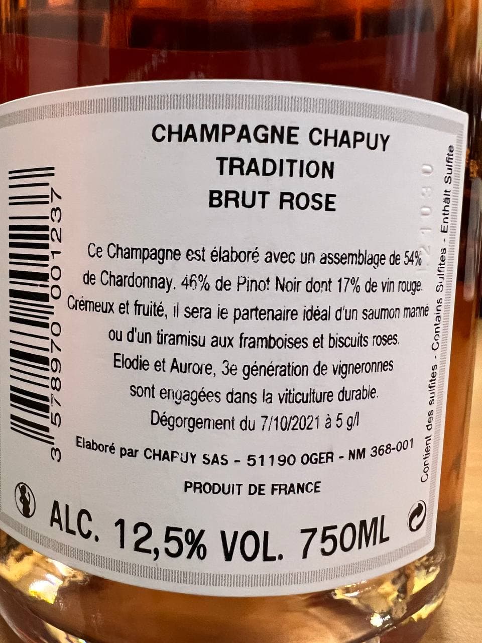 Champagne Chapuy Brut Rosé Tradition