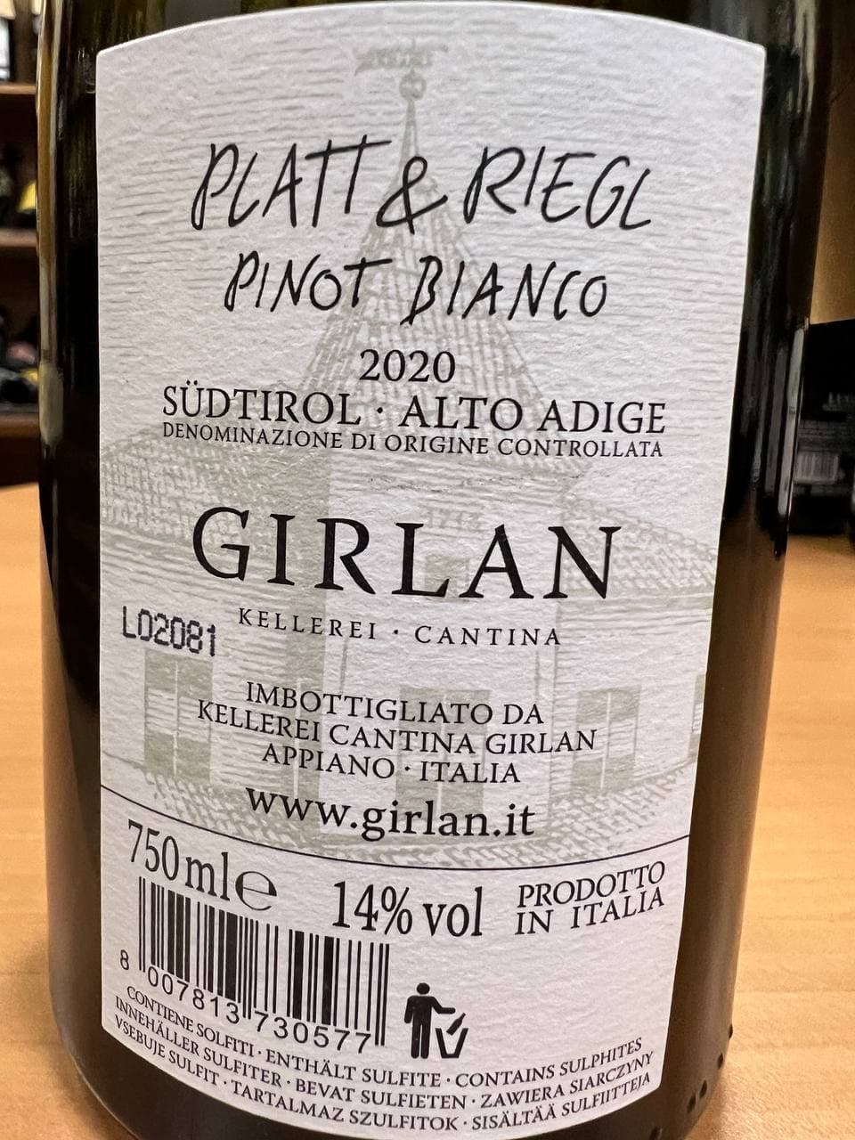 Platt & Riegl Pinot Bianco 2020 Girlan