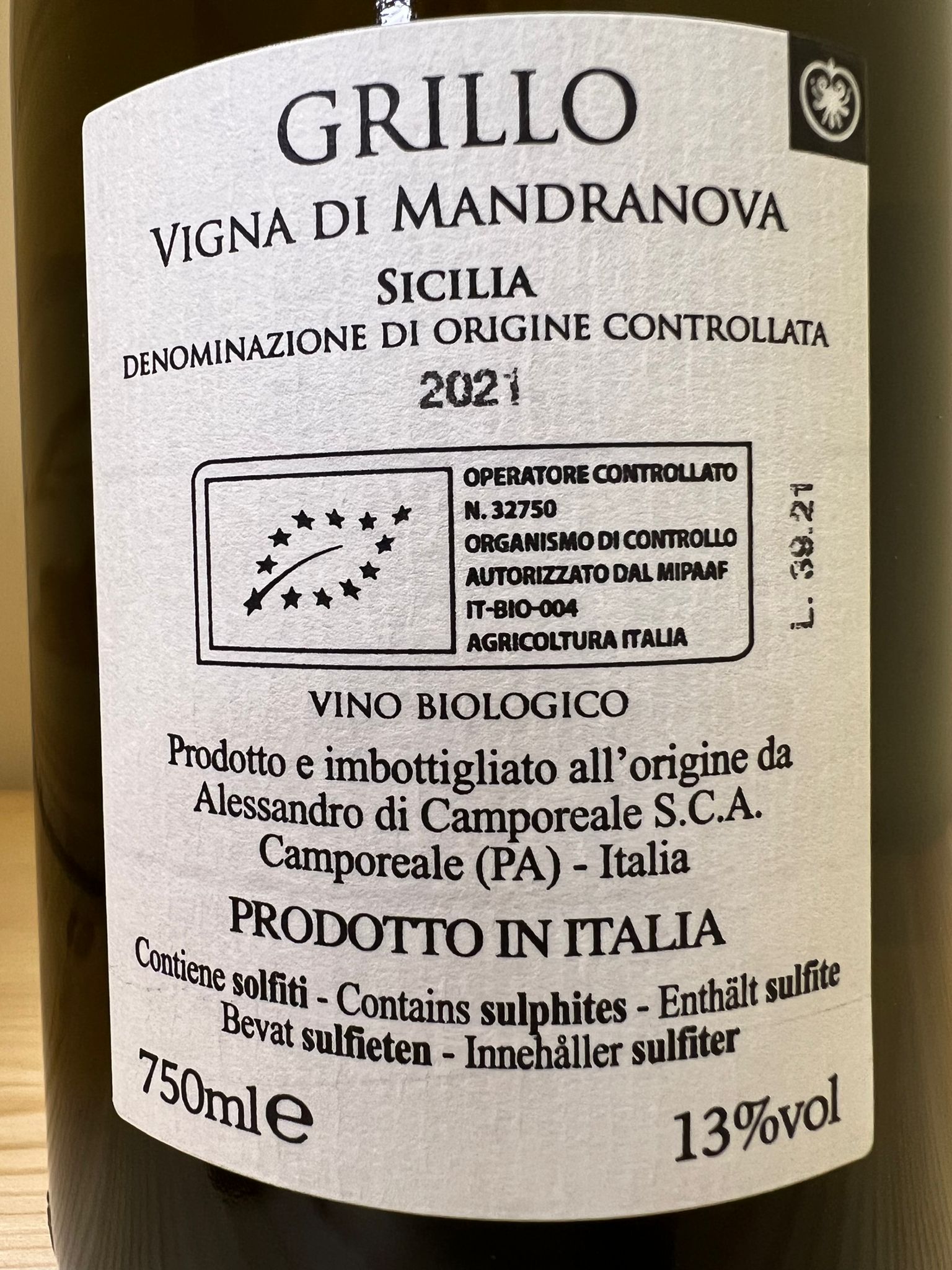 Grillo Vigna di Mandranova 2021 Bio