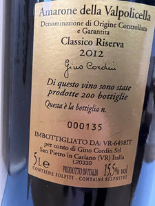 Amarone Della Valpolicella Riserva 5 litri 2012 Gino Cordin