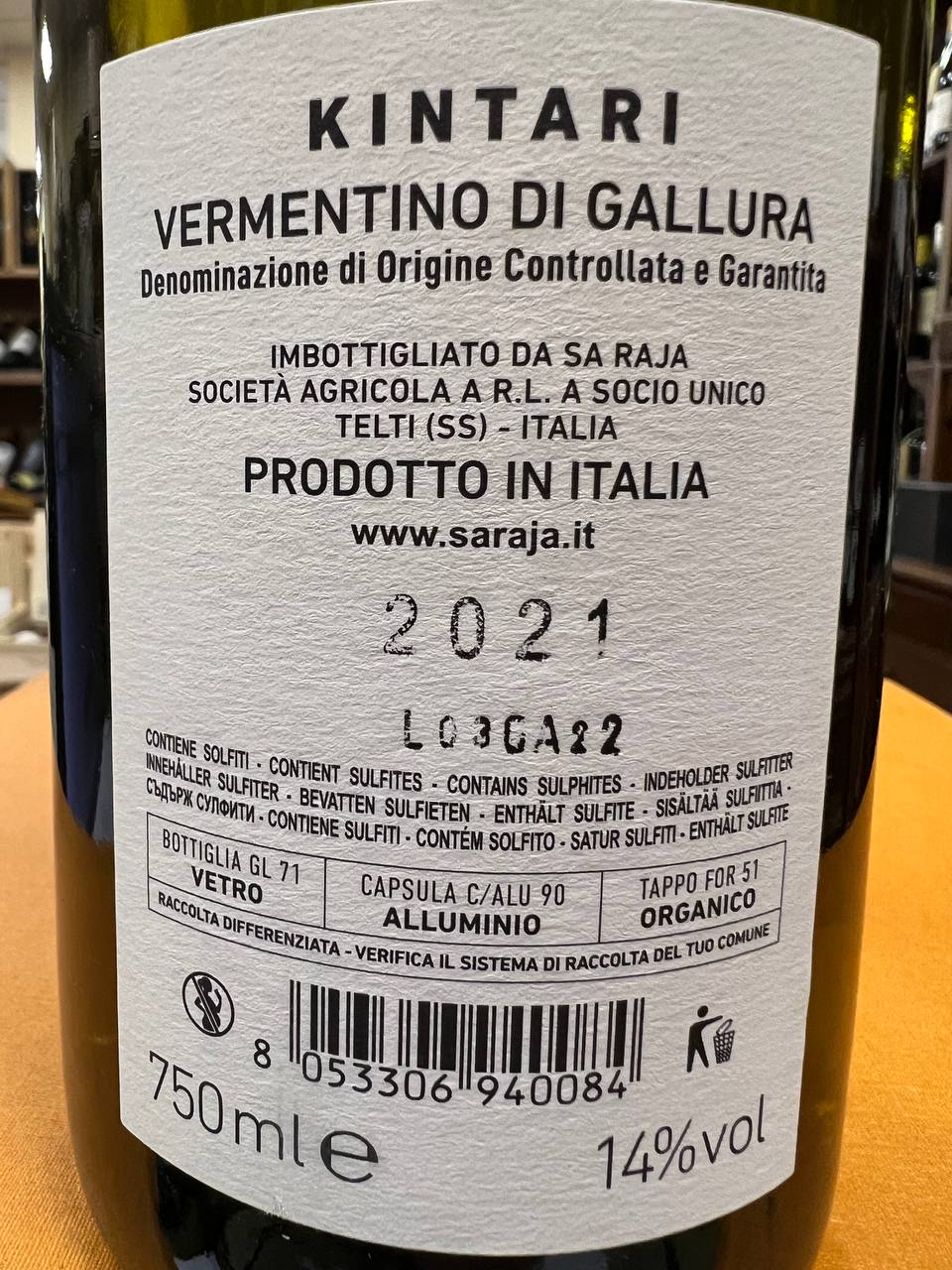 Kintari Sa Raja - Vermentino di Gallura DOCG 2021