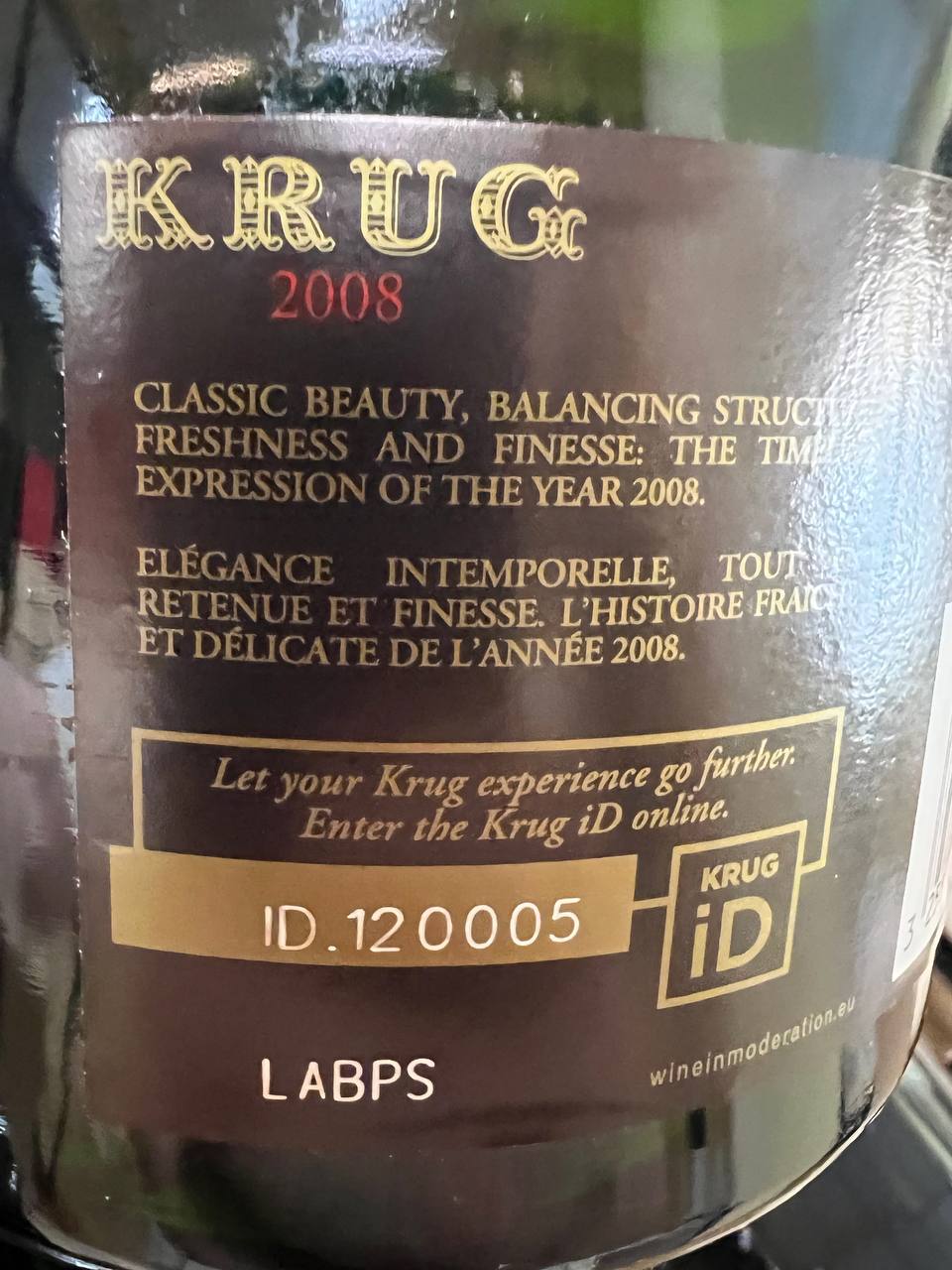 Champagne Brut Krug 2008 Vintage