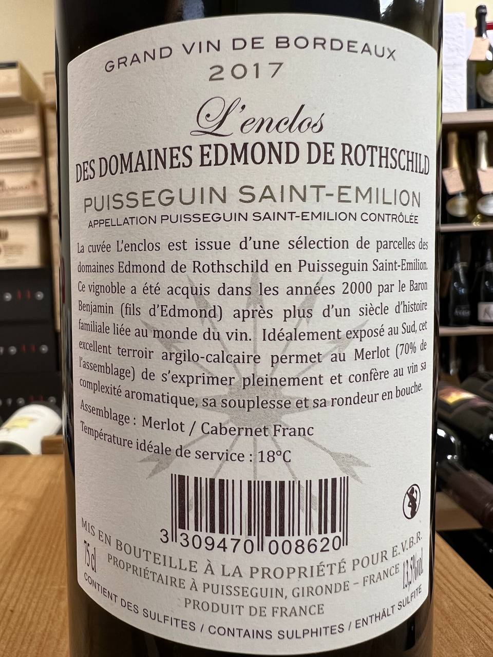 L'Enclos des Domaines Edmond de Rothschild Puisseguin-Saint-Émilion 2017