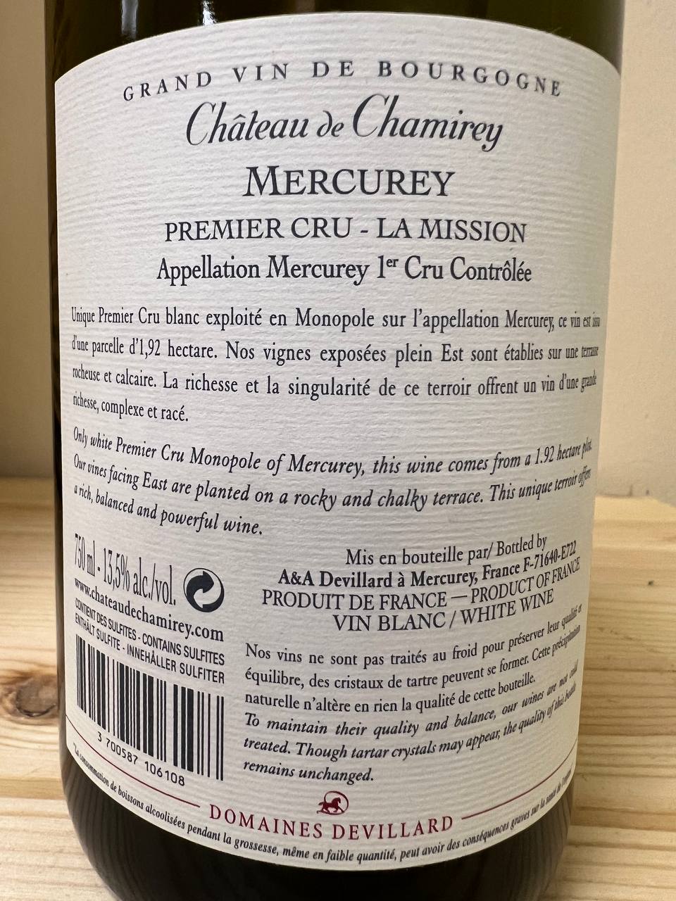 Chateau de Chamirey Mercurey 1er Cru "La Mission" Monopole 2018