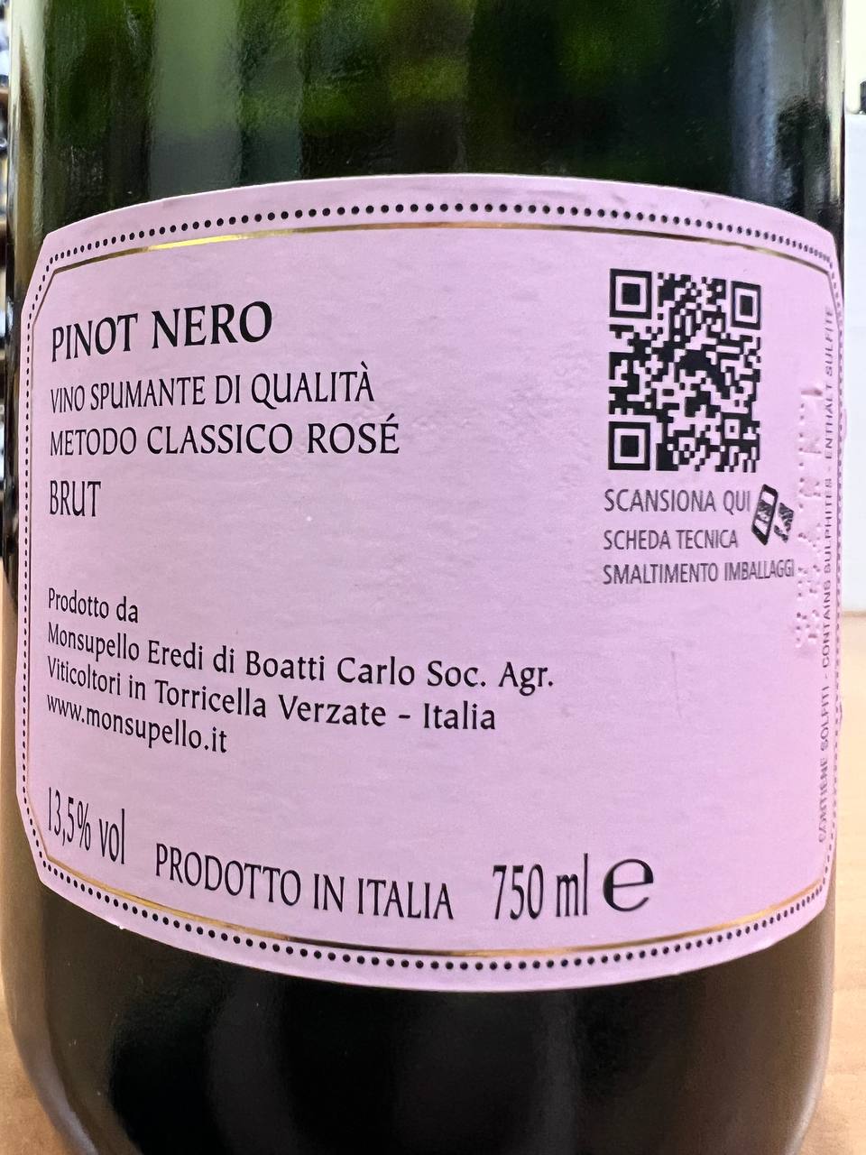 Monsupello Rosé Brut metodo classico