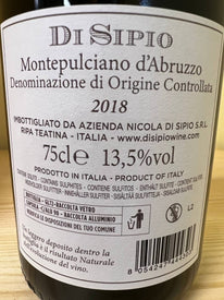 Montepulciano D’Abruzzo Di Sipio 2018 D.O.P.