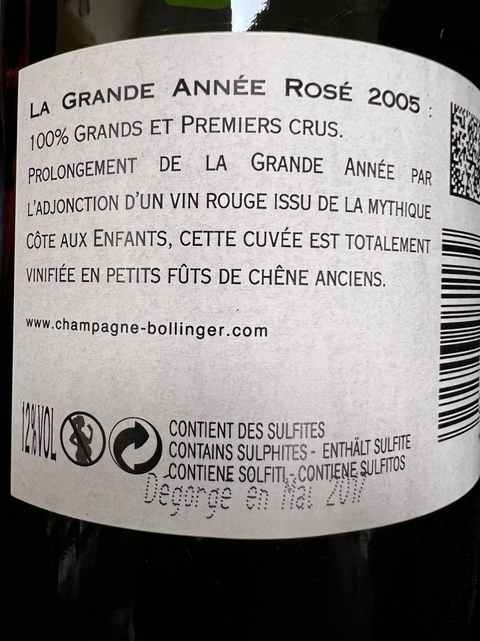 Bollinger Sciabolly  Champagne La Grande Année Rosè 2004