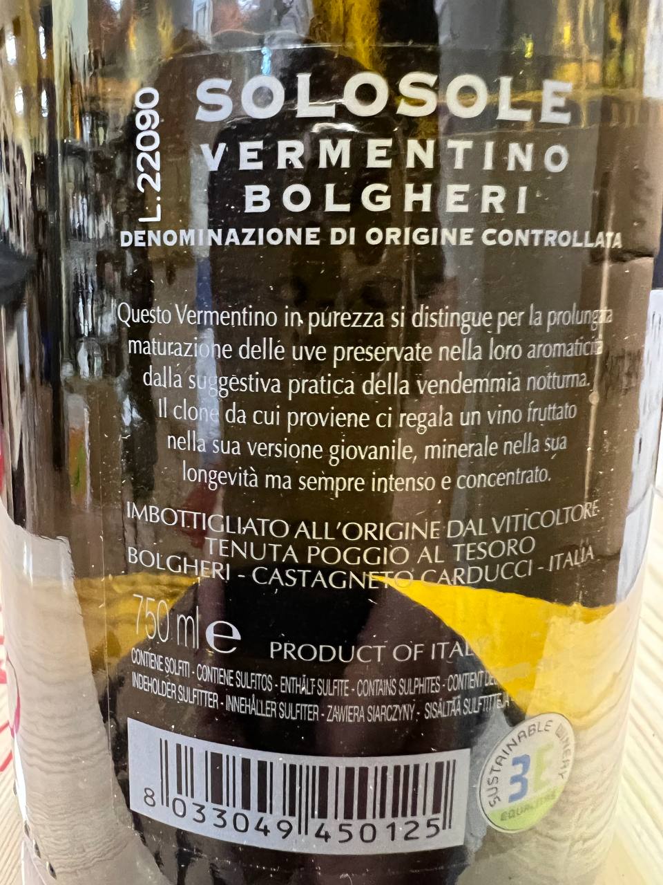 Solosole Poggio Al Tesoro Vermentino Bolgheri 2021