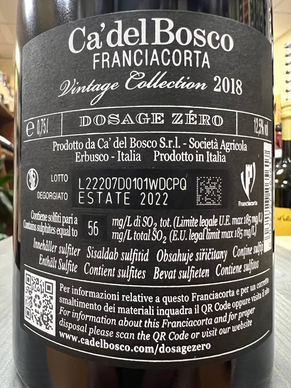 Franciacorta Cà del Bosco Vintage Collection 2018 Dosage Zero